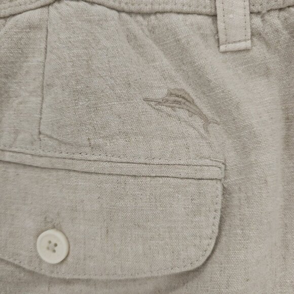 TOMMY BAHAMA Linen Blend Shorts Natural Beige Woven Elastic Waist 4XLB - Picture 3 of 6
